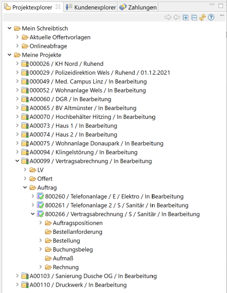 Screenshot des neo+ Projektexplorers